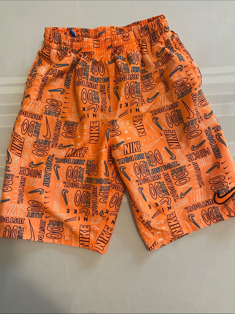 Nike Orange Graphic Logo Swim/Active Shorts Youth Large